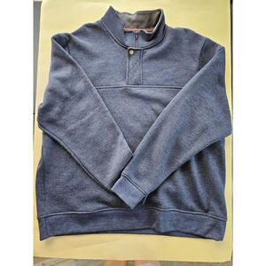 Orvis Signature Mens 1/4 Zip & Snap Heather Blue Pullover Sweatshirt. Chest 52"